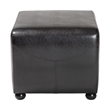 Baxton Studio Black Full Leather Ottoman with Rounded Sides