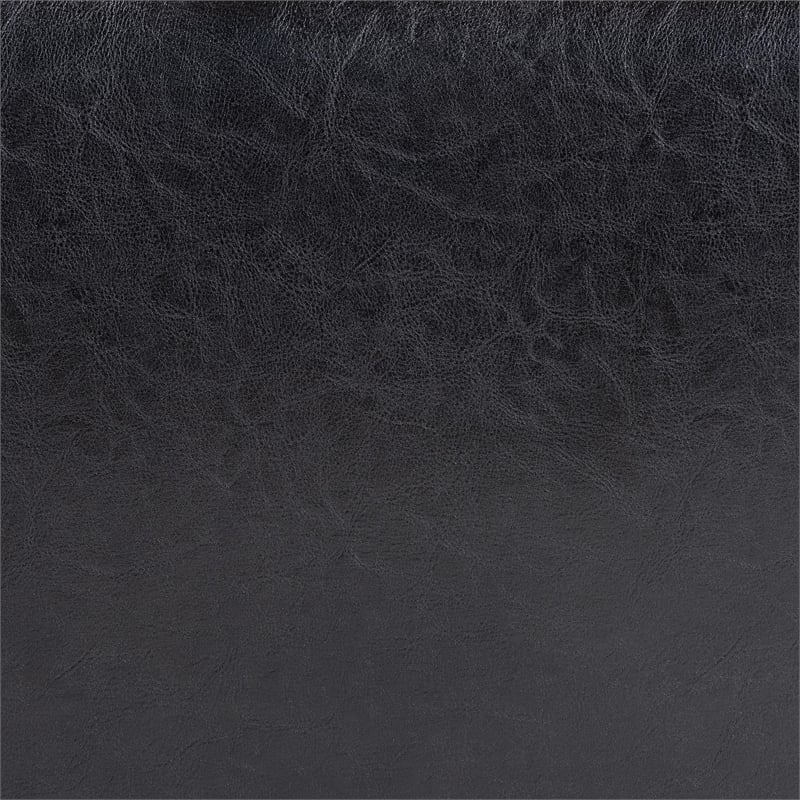 Baxton Studio Black Full Leather Ottoman with Rounded Sides