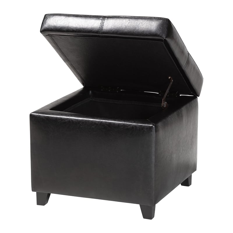 Storage Cube Ottoman in Black