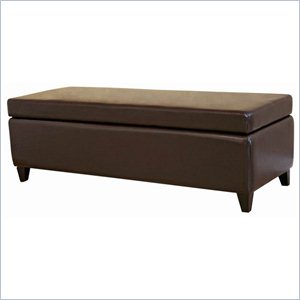Bench Ottoman in Dark Brown with Lift-top Storage