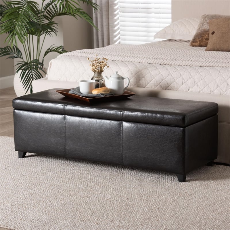 Large Bench Ottoman in Dark Brown