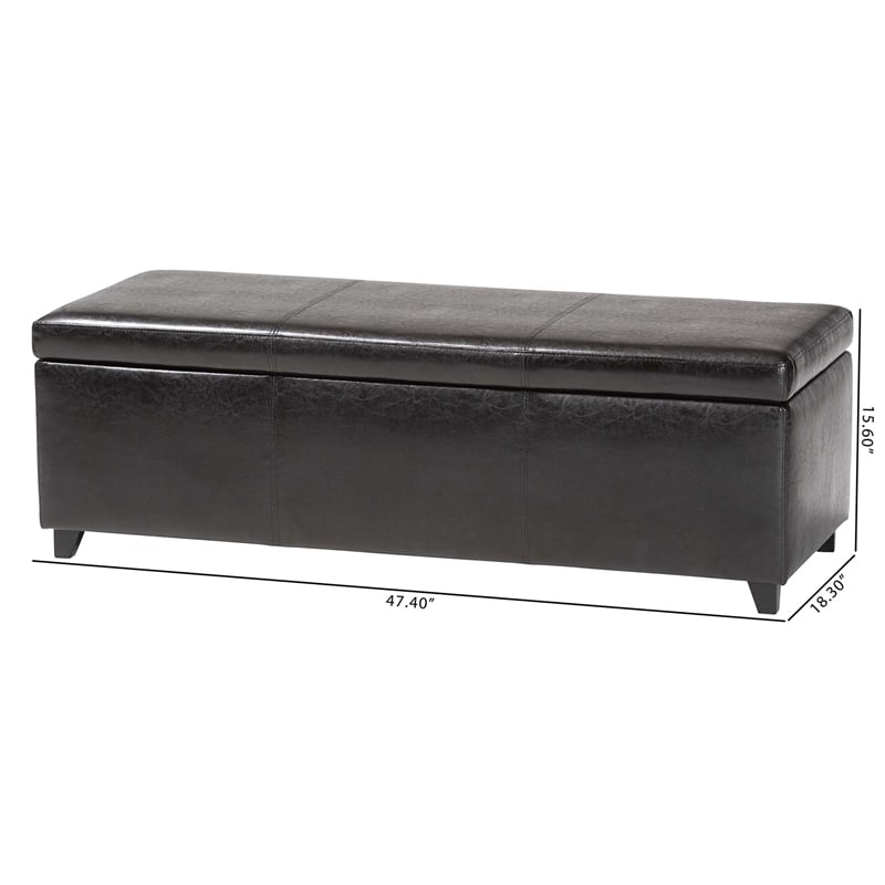 Large Bench Ottoman in Dark Brown
