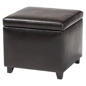 Small Storage Cube Ottoman in Dark Brown