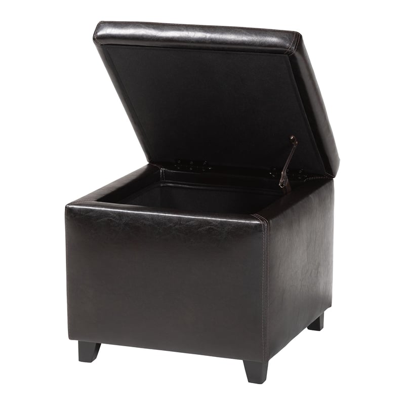 Small Storage Cube Ottoman in Dark Brown