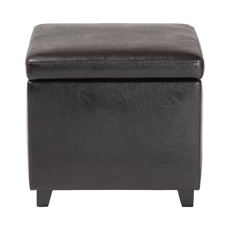 Small Storage Cube Ottoman in Dark Brown
