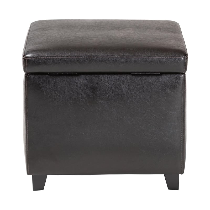 Small Storage Cube Ottoman in Dark Brown