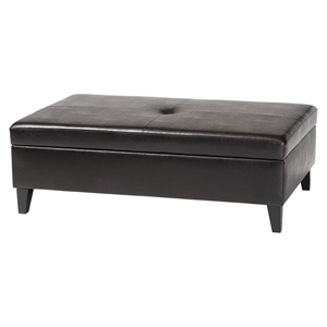 Baxton Studio Sandusky Leather Storage Cocktail Ottoman in Dark Brown
