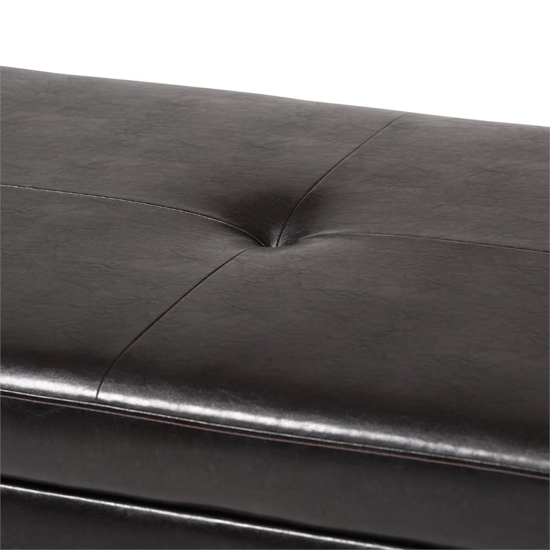 Baxton Studio Sandusky Leather Storage Cocktail Ottoman in Dark Brown