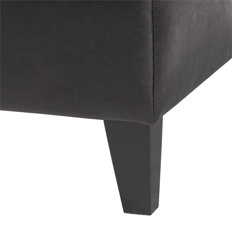 Baxton Studio Sandusky Leather Storage Cocktail Ottoman in Dark Brown
