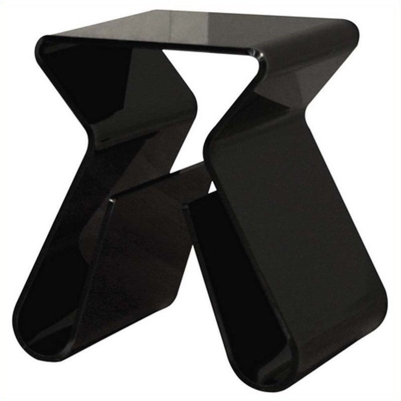 Baxton Studio Acrylic Black End Table with Magazine Rack