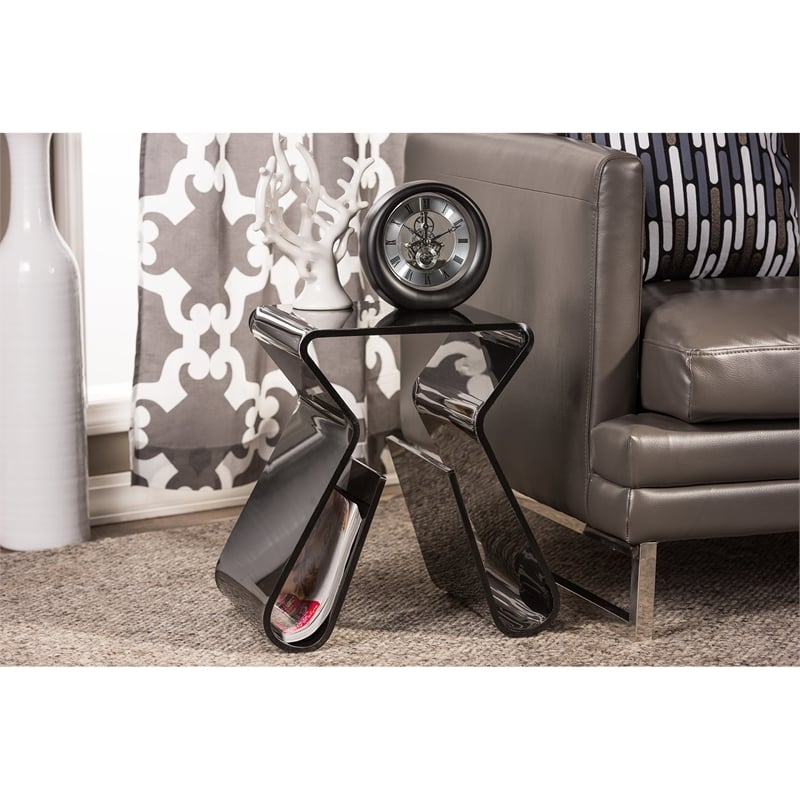 Baxton Studio Acrylic End Table with Magazine Rack