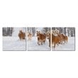 Horse Herd Mounted Print Triptych in Multicolor