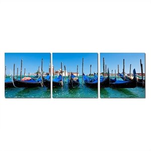 Gondola Fleet Mounted Print Triptych in Multicolor