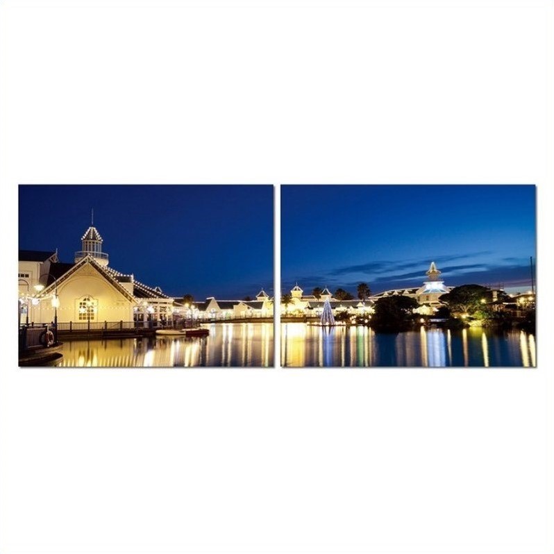 Nightlife Mounted Print Diptych in Multicolor