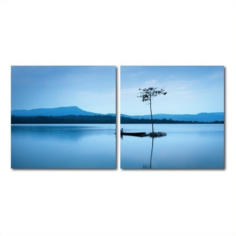 Cerulean Stillness Mounted Print Diptych in Multicolor