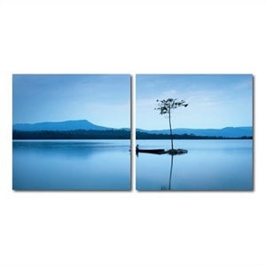 cerulean stillness mounted print diptych in multicolor
