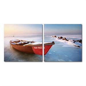 Seasonal Seashore Mounted Print Diptych in Multicolor