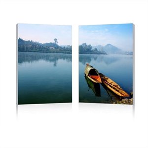traditional travel mounted print diptych in multicolor
