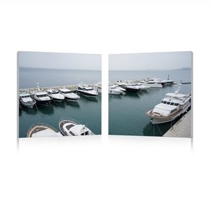 yacht congregation mounted print diptych in multicolor