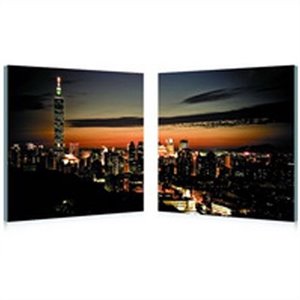taipei skyline mounted print diptych in multicolor