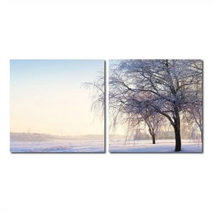 snowy solitude mounted print diptych in multicolor