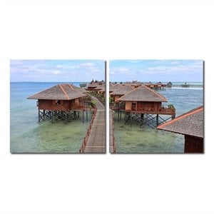 Idyllic Resort Mounted Print Diptych in Multicolor