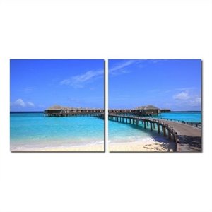 bridge to paradise mounted print diptych in multicolor