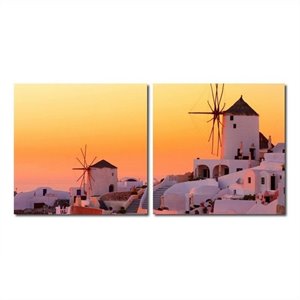 grecian crossroads mounted print diptych in multicolor