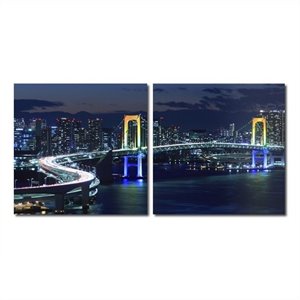urban pulse mounted print diptych in multicolor