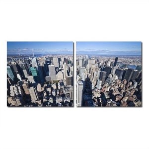 Aerial Manhattan Mounted Print Diptych in Multicolor