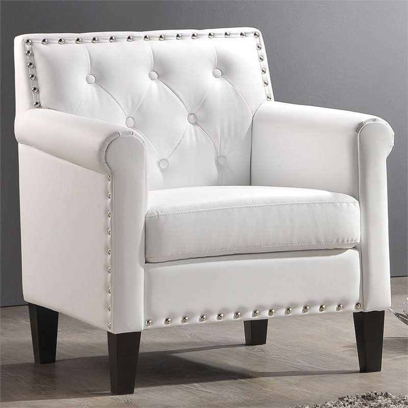 Thalassa Tufted Faux Leather Club Chair in White