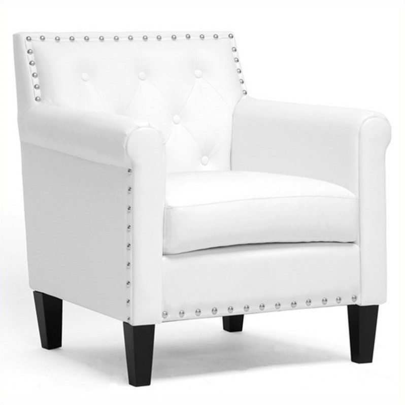 Thalassa Tufted Faux Leather Club Chair in White