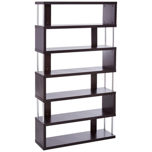 Barnes 6 Shelf Modern Bookcase in Dark Brown