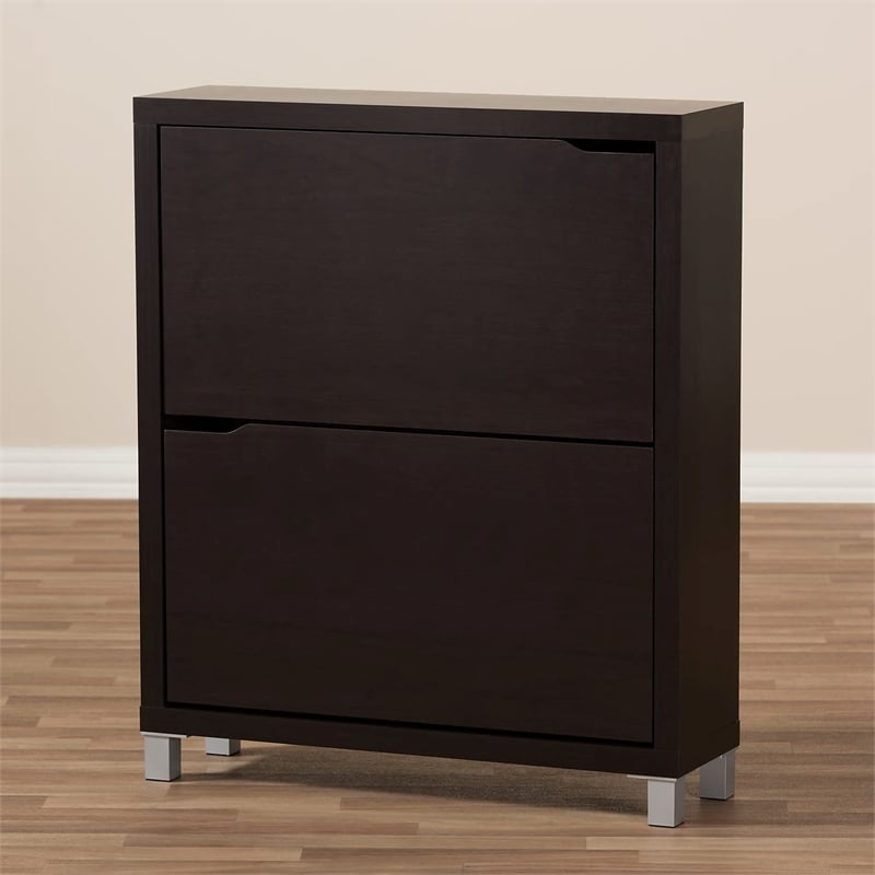 Simms Shoe Cabinet in Dark Brown