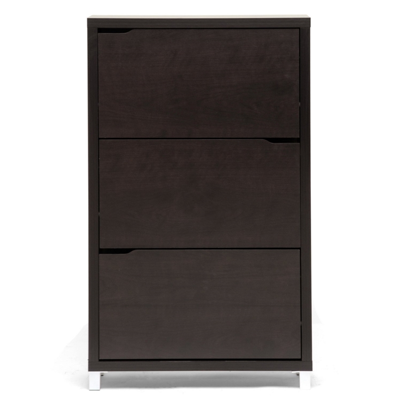 Baxton Studio Simms Modern Shoe Cabinet in Dark Brown