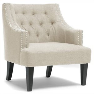 Millicent Tufted Swayback Arm Chair in Beige