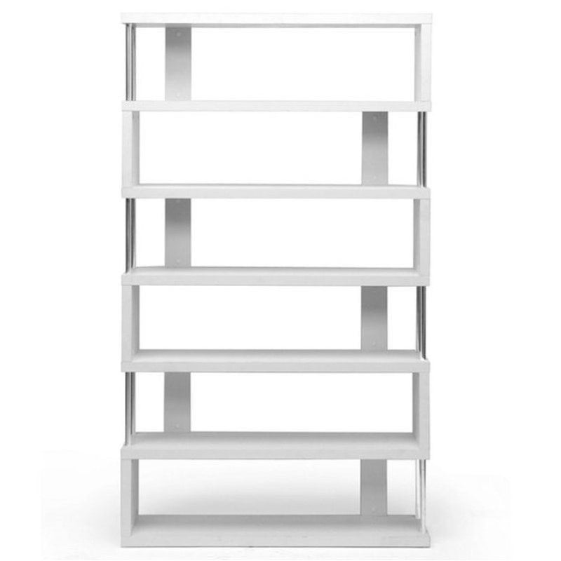 Barnes 6 Shelf Modern Bookcase In White Fp 6d White