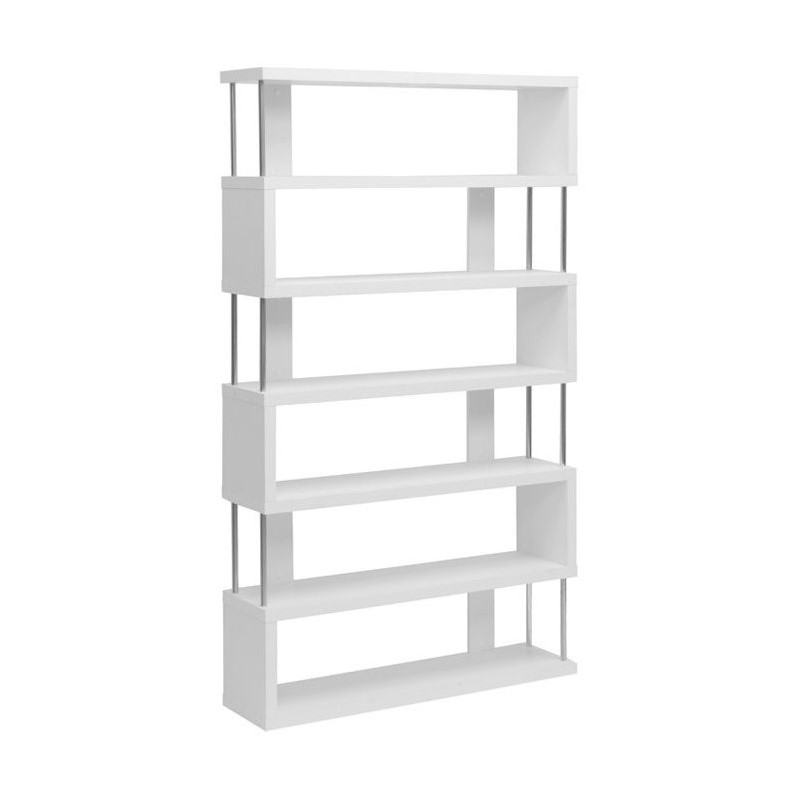 Barnes 6 Shelf Modern Bookcase in White FP6DWhite