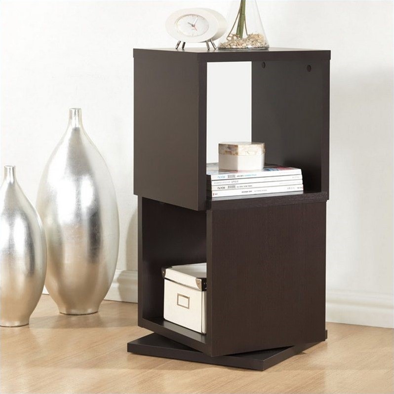 Ogden 2-level Rotating Bookshelf in Dark Brown