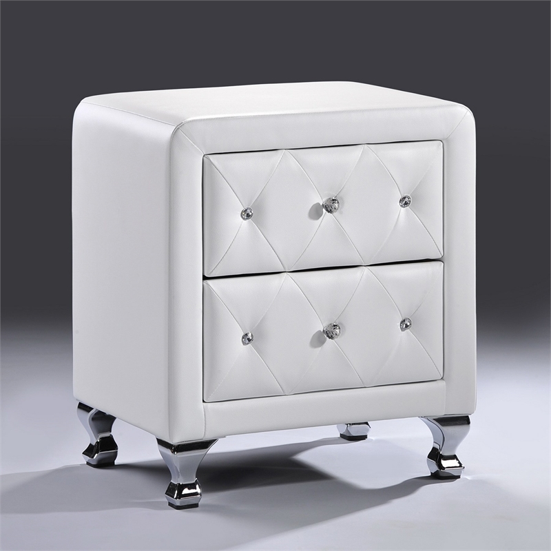 Stella Tufted Nightstand in White