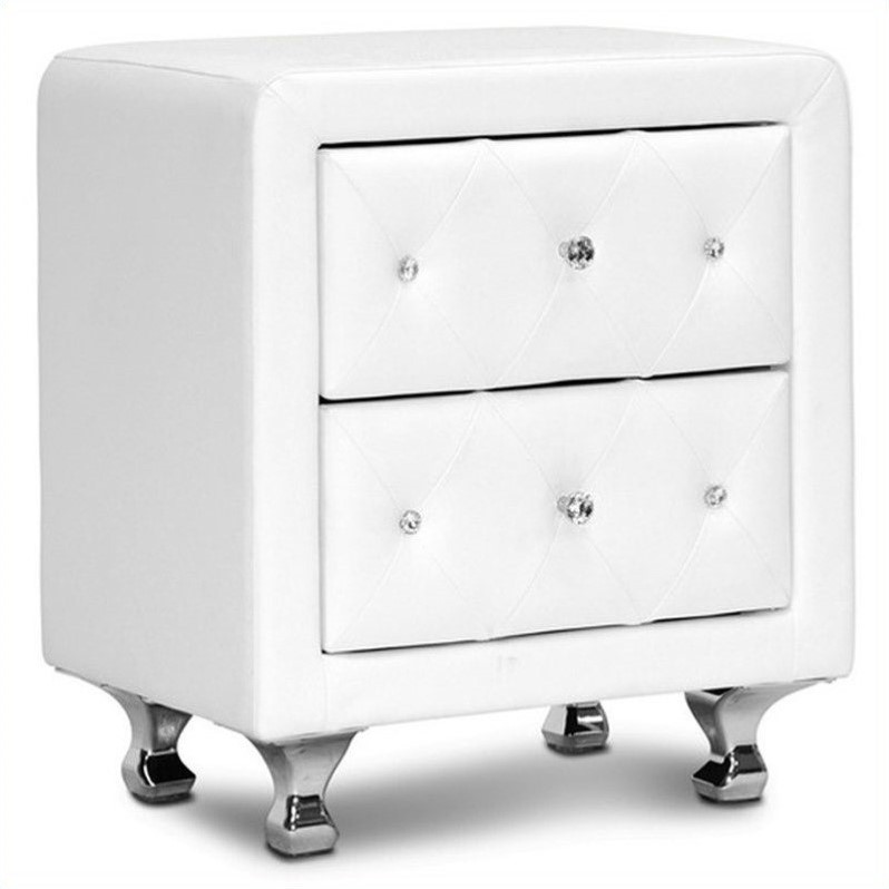 Stella Tufted Nightstand in White