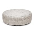 Cardiff Script Print Ottoman in Beige