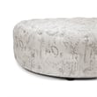 Cardiff Script Print Ottoman in Beige