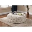Cardiff Script Print Ottoman in Beige