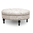 Palfrey Script Print Ottoman in Beige
