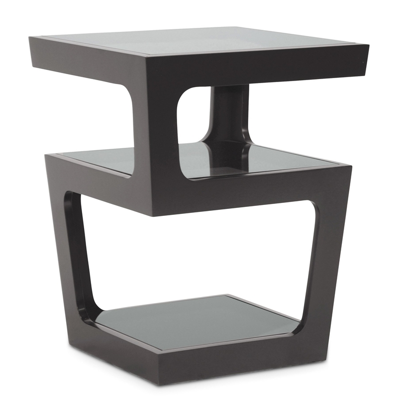 Baxton Studio Clara Modern End Table with 3-Tiered Glass Shelves in Black