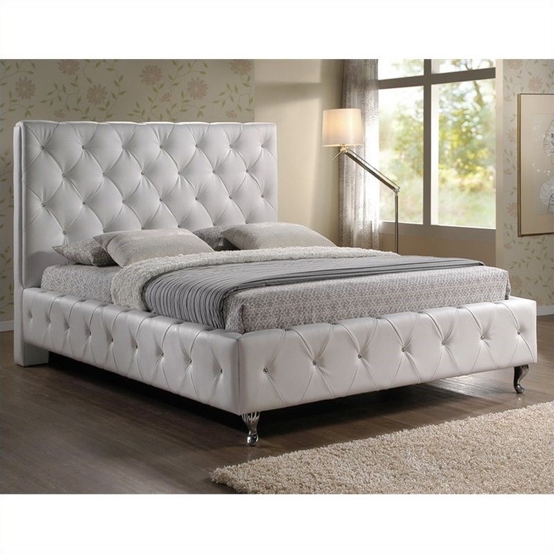 White Baxton Studio 2 Pc Stella Crystal Tufted Upholstered Modern Bench And Nightstand Bedroom Set Trueyogaevergreen Com
