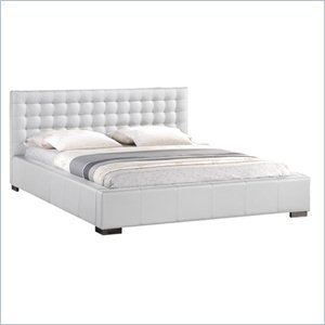 baxton studio madison platform bed with upholstered headboard in white
