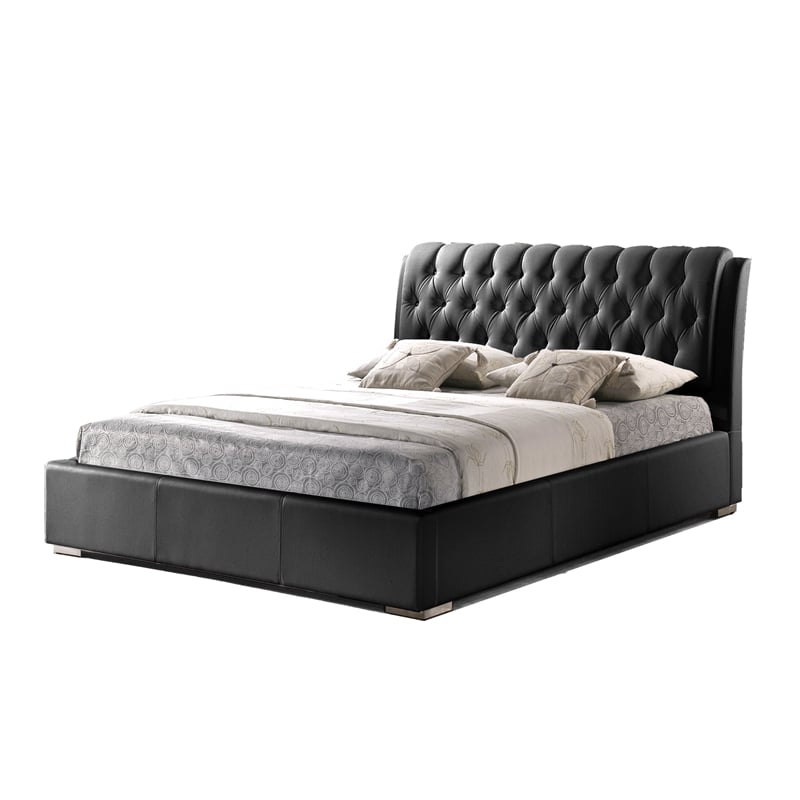 Bianca Full Platform Bed with Tufted Headboard in White
