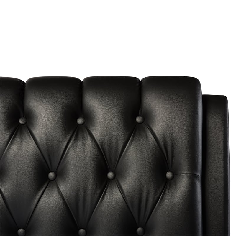 Bianca Full Platform Bed with Tufted Headboard in White